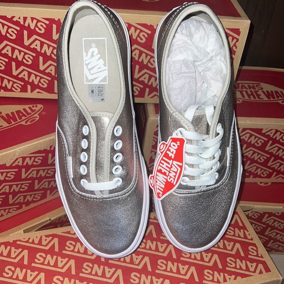 🔥 VANS AUTHENTIC FOIL GRAY GOLD SHOES LACE UP 🔥 - Picture 4 of 6